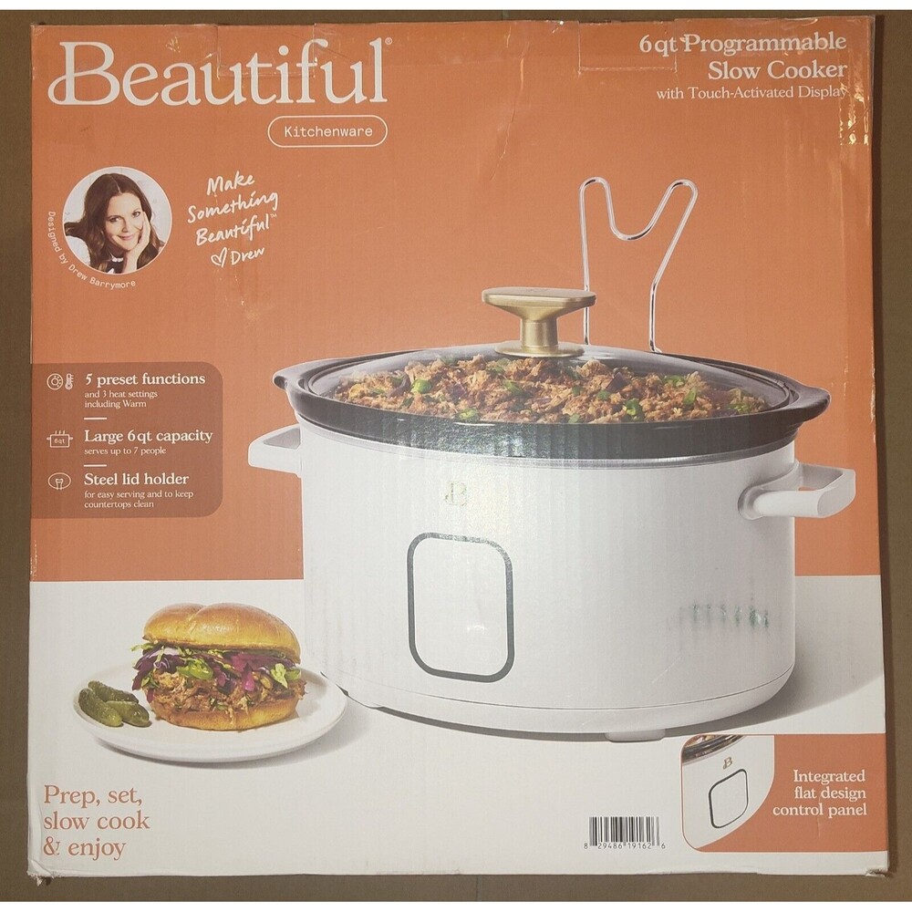 6 Quart Programmable Slow Cooker White Icing by Drew Barrymore - BRAND NEW